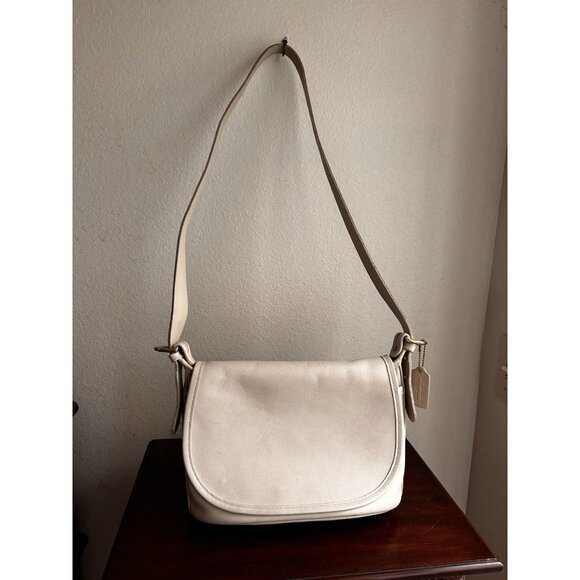 Coach VINTAGE Fletcher Crossbody #4150 Leather Flap Bag shoulder/ Handbag Ivory